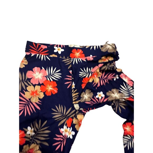 MAZE Tropical Navy Palm Print Flare Leg Pants Size L NEW NWT - Picture 2 of 8